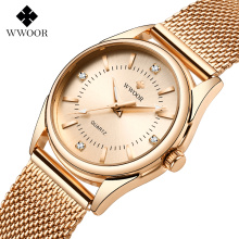 WWOOR 8852 Gold Manufacturer price high quality watches waterproof quartz women wristwatch support OEM order